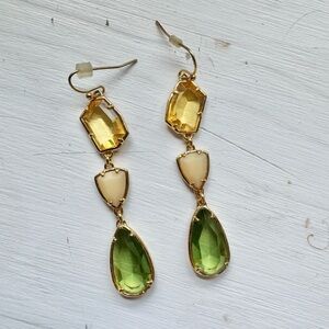 Stella & Dot Gold, Cream, and Green Earrings